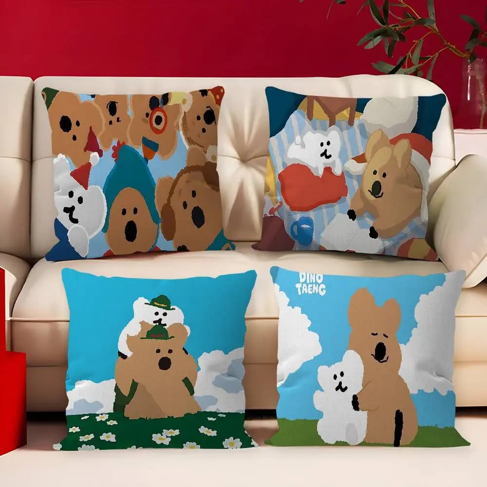 Simpatica fodera per cuscino con cartoni animati D-Dinotaeng, federa per cuscino da auto, per divano, auto, regalo di Natale, 40x40 cm, 45x45 cm