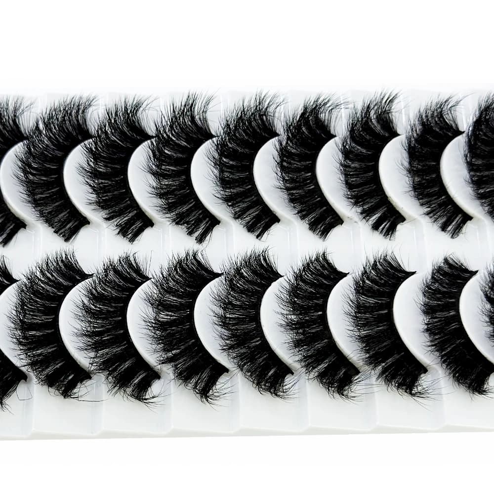 AMSDCN 10 paia Ciglia 3D Ciglia Finte Naturali Soffici Morbide Croce Ciglia Finte Wispy Naturale Estensione Ciglia Lunghe Trucco
