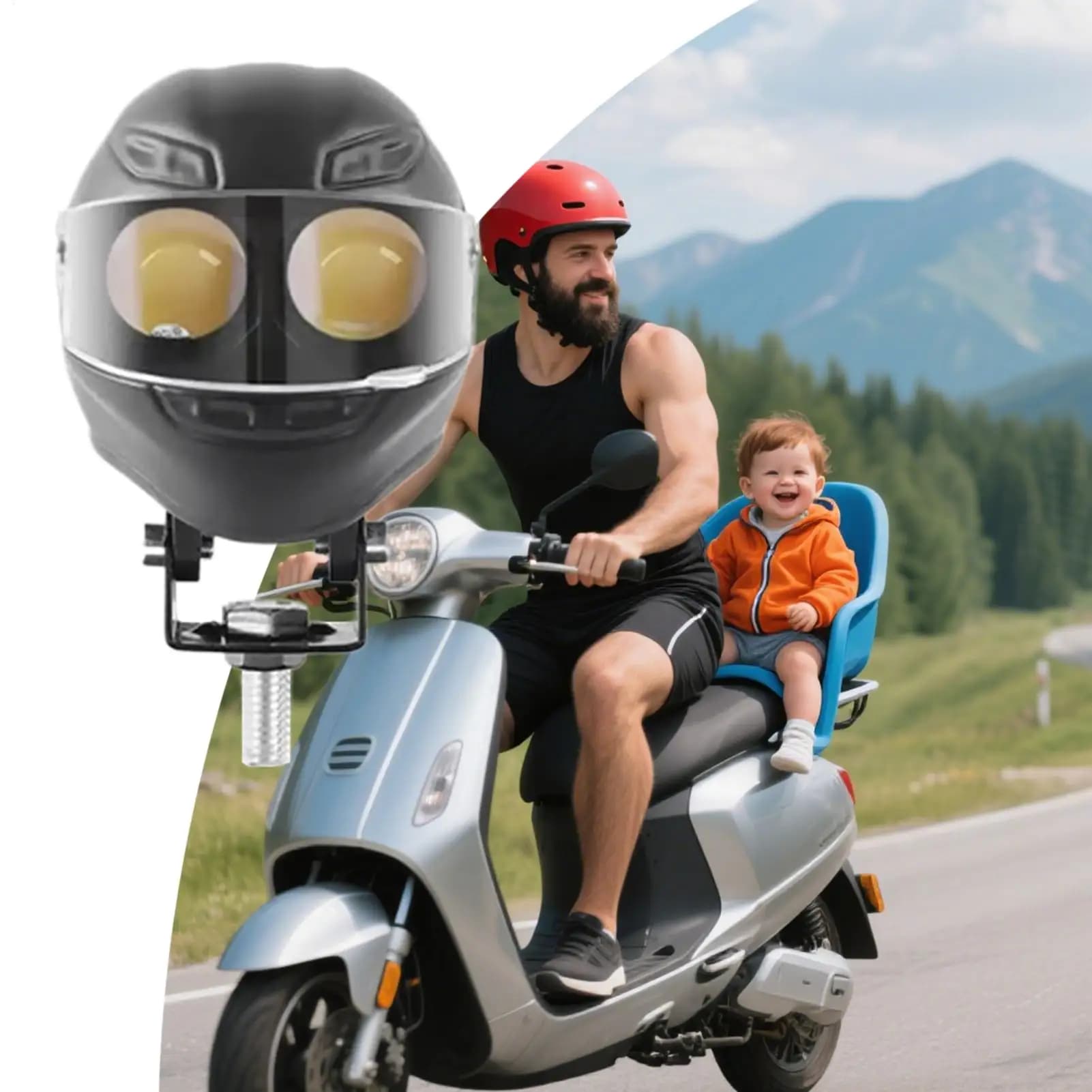 Luci ausiliarie per moto Faretto ausiliario stile casco per moto Faretto per moto impermeabile per scooter ATV