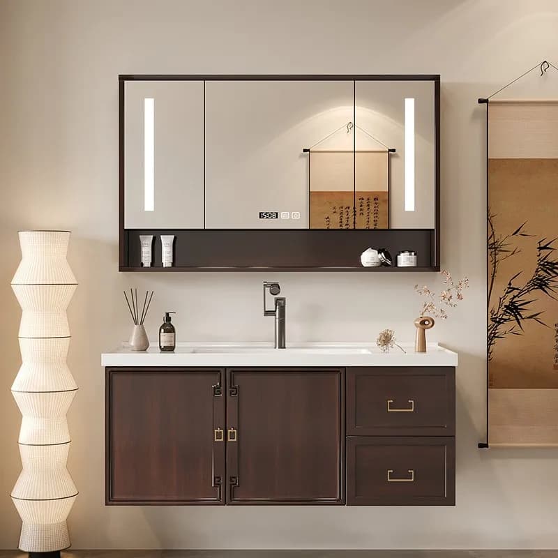 Mobiletto da Bagno Verticale in Legno con Luce LED, Armadietto per WC, Mobile Lavabo per Bagno, Accessori per Armadio da Bagno