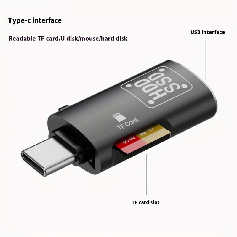 Adattatore per lettore di schede OTG USB-C 3.0, compatibile con dispositivi di tipo C, supporta SD/MicroSD, nessuna batteria richiesta, Plug and Play
