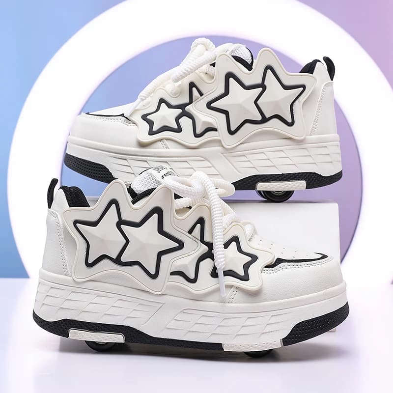 Pattini a rotelle per bambini Nuova moda Intrattenimento all'aperto resistenti all'usura Scarpe a quattro ruote Pattini da ghiaccio staccabili per bambini