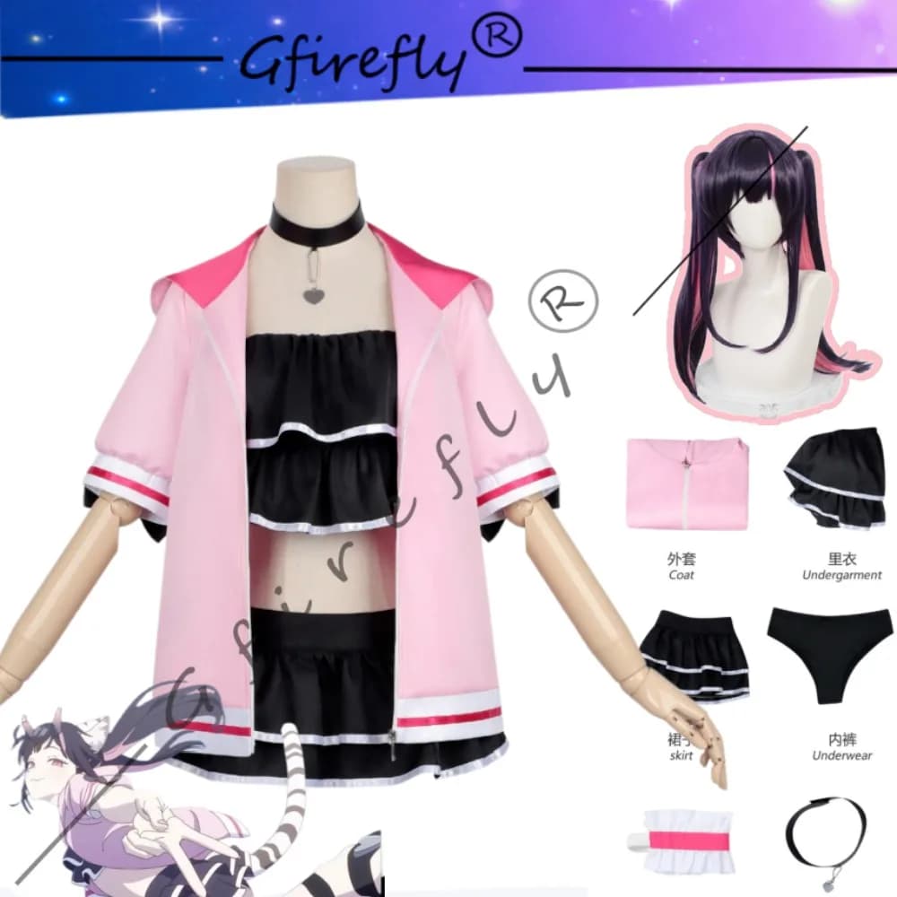Costume Cosplay Anime Toukiban Kaguya Hime Komazawa Noyi, Complete Set with Swimwear, Coat, skirt, Sexy Wig for Comic Con and Halloween