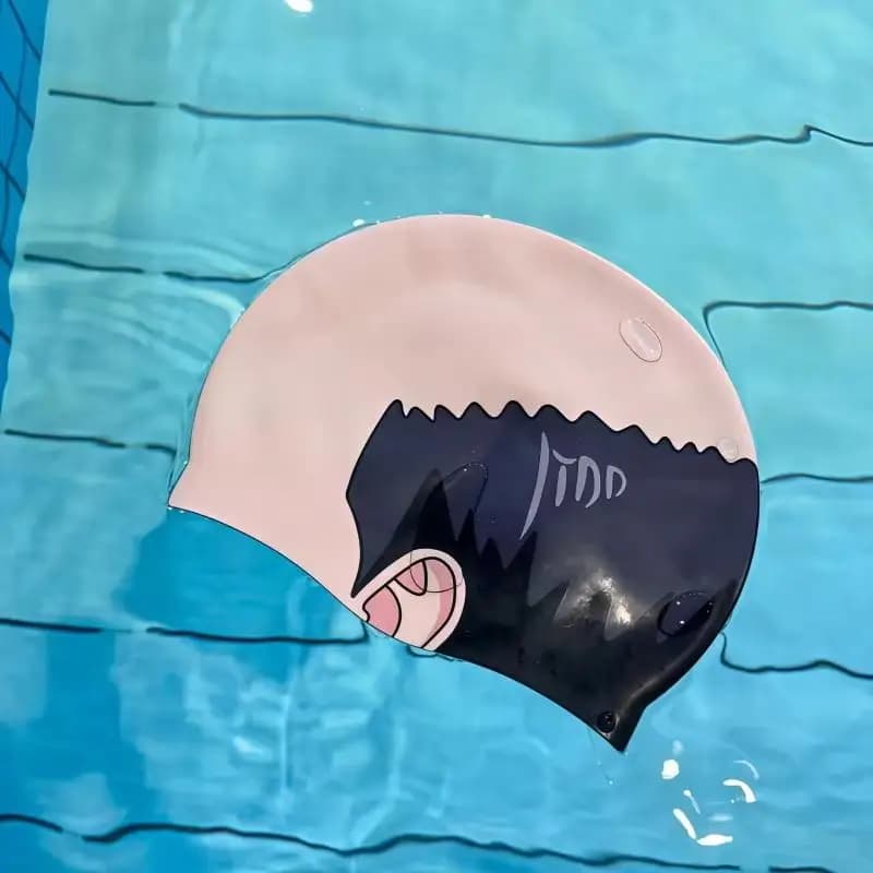 1PC Funny Bald Head Mediterranean Print Swim Cap Elastic Swimming Hat for Cosplay Costume Party Pool Accessories Gift