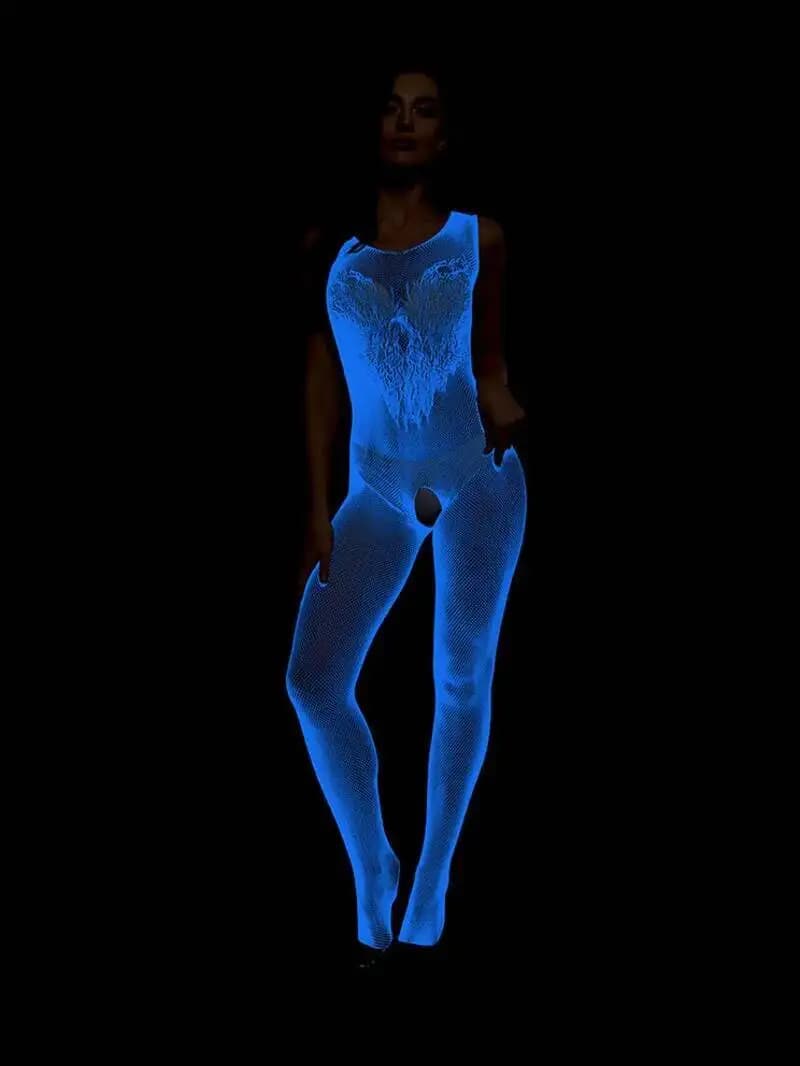 Sexy Bodysuits Charming Mesh Fishing Net Deep V Transparent Round Neck Thin Sleeveless Bodysuits For Nightclub Elegant Sexy CK7Y