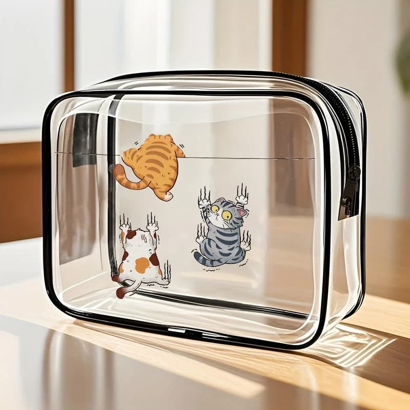 Unisex Transparent Casual Handbag Ideal for Wash Bag Storage Bag Travel Airport Luggage Accessories with Zipper Closure And Han