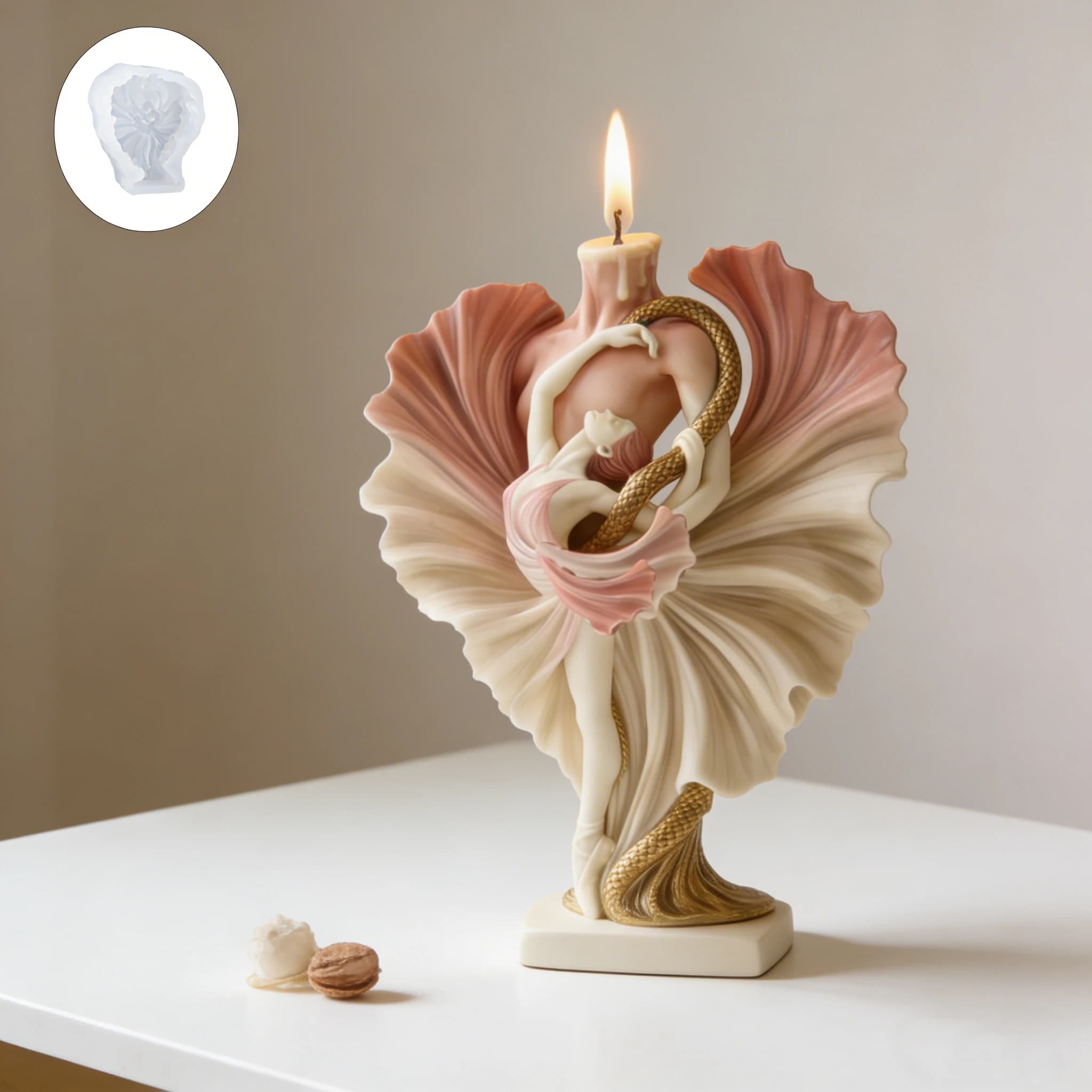 Stampo in Silicone 3D per Candele a Forma di Coppia di Serpenti Artistici, per Aromaterapia, Gesso, Cera, Resina, Decorazioni per la Casa, Regalo Fai-da-Te