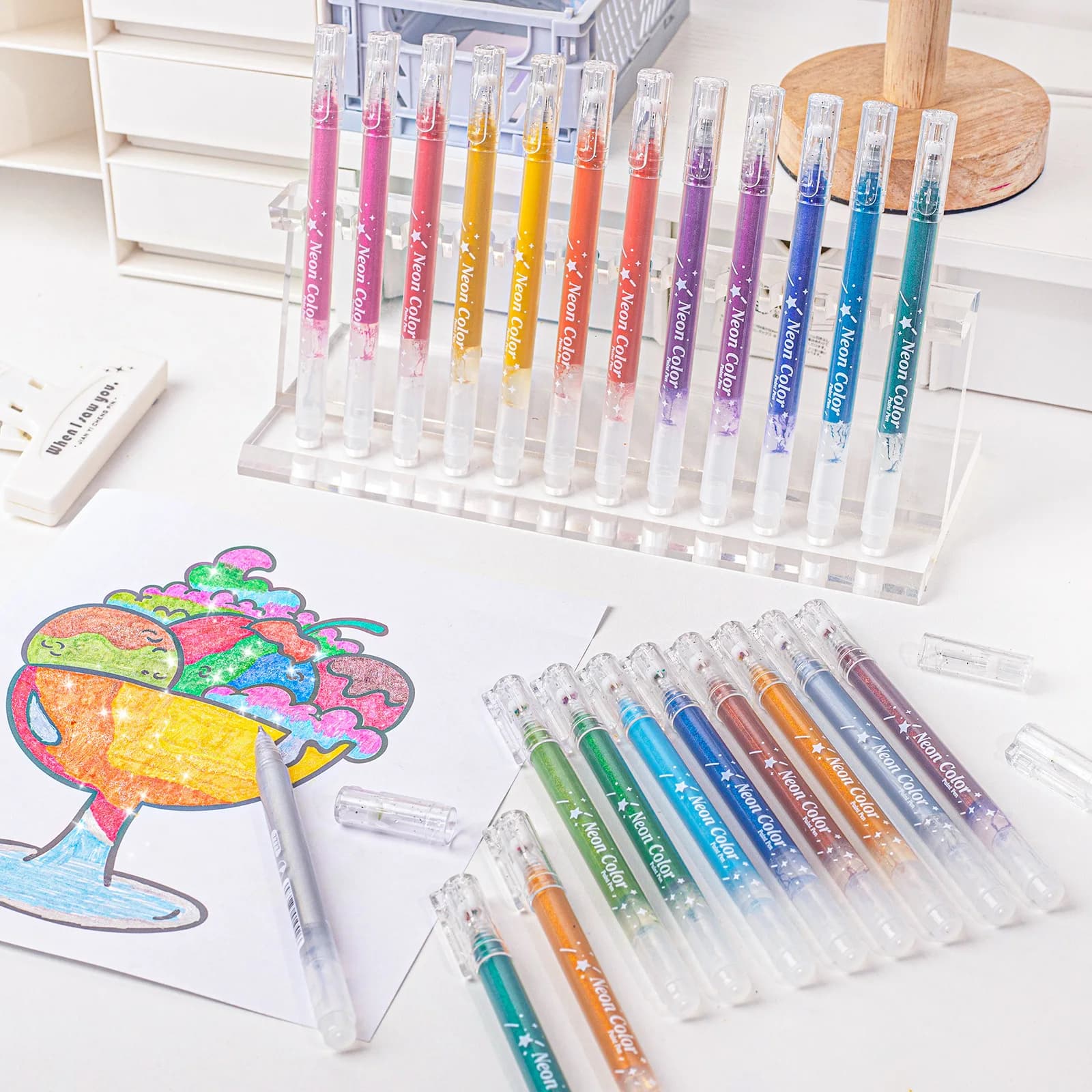 Penne gel glitterate di grande capacità da 12-36 colori per la journaling