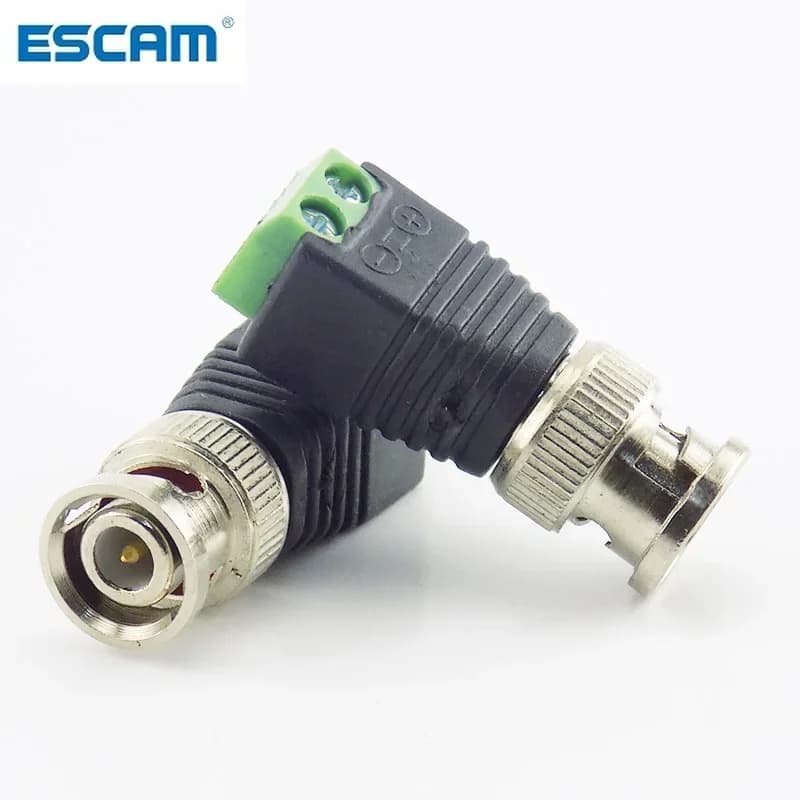 ESCAM 2x Coassiale CAT5 BNC Maschio Connettore Spina DC Adattatore Connettore Balun per CCTV Sistema di Telecamere di Sicurezza di Sorveglianza Accessori