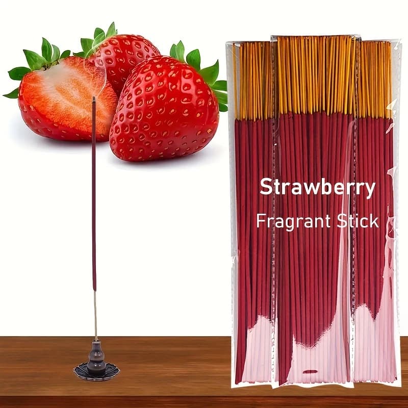 Bastoncini di incenso alla fragola per la meditazione Incenso profumato naturale Confezione da 50 bastoncini di incenso con bastoncini rossi per aromaterapia Spa domestica