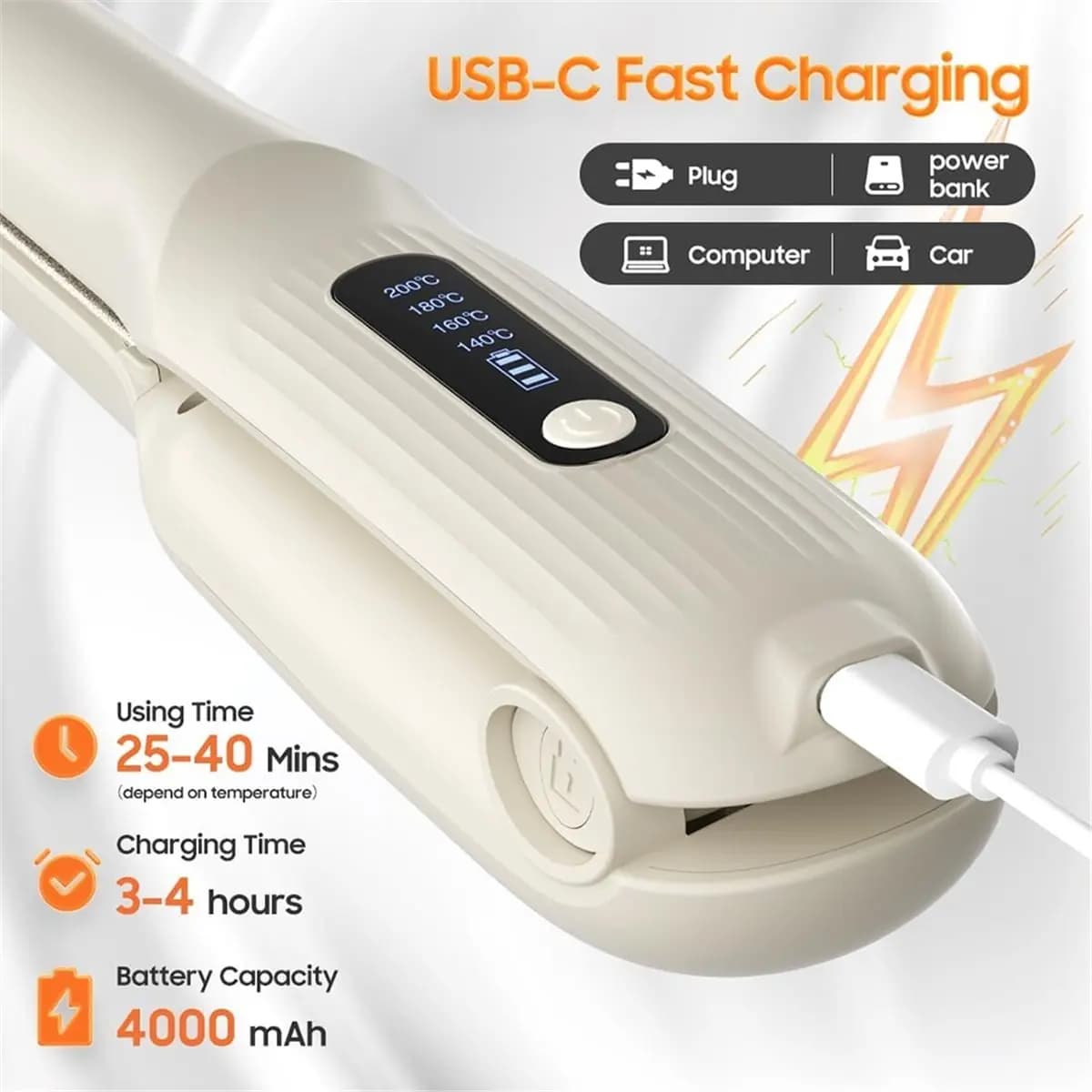 (A94Z) Mini Piastra Portatile Ricaricabile per Capelli, Doppia Funzione Lisciante e Arricciante per Frangia, Ideale per Dormitorio