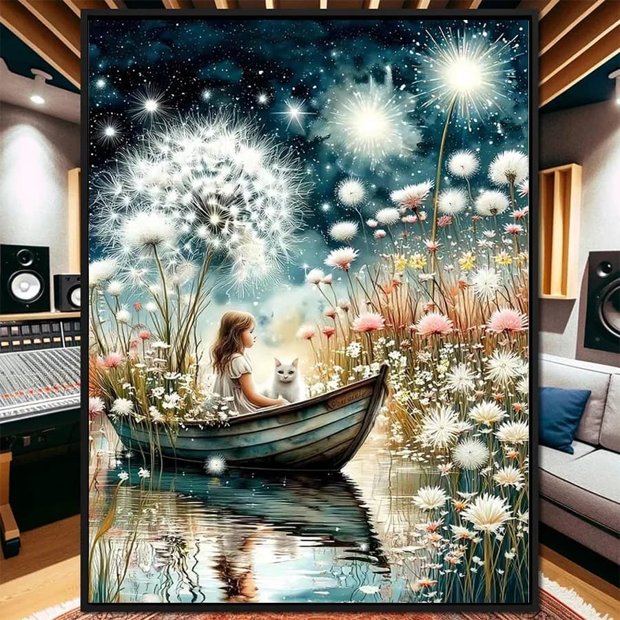 5D DIY Diamond Painting Kit New Modern Art Dandelion Flowers Cute Girl Cross Stitch Diy Diamond Embroidery Picture Mosaic Art