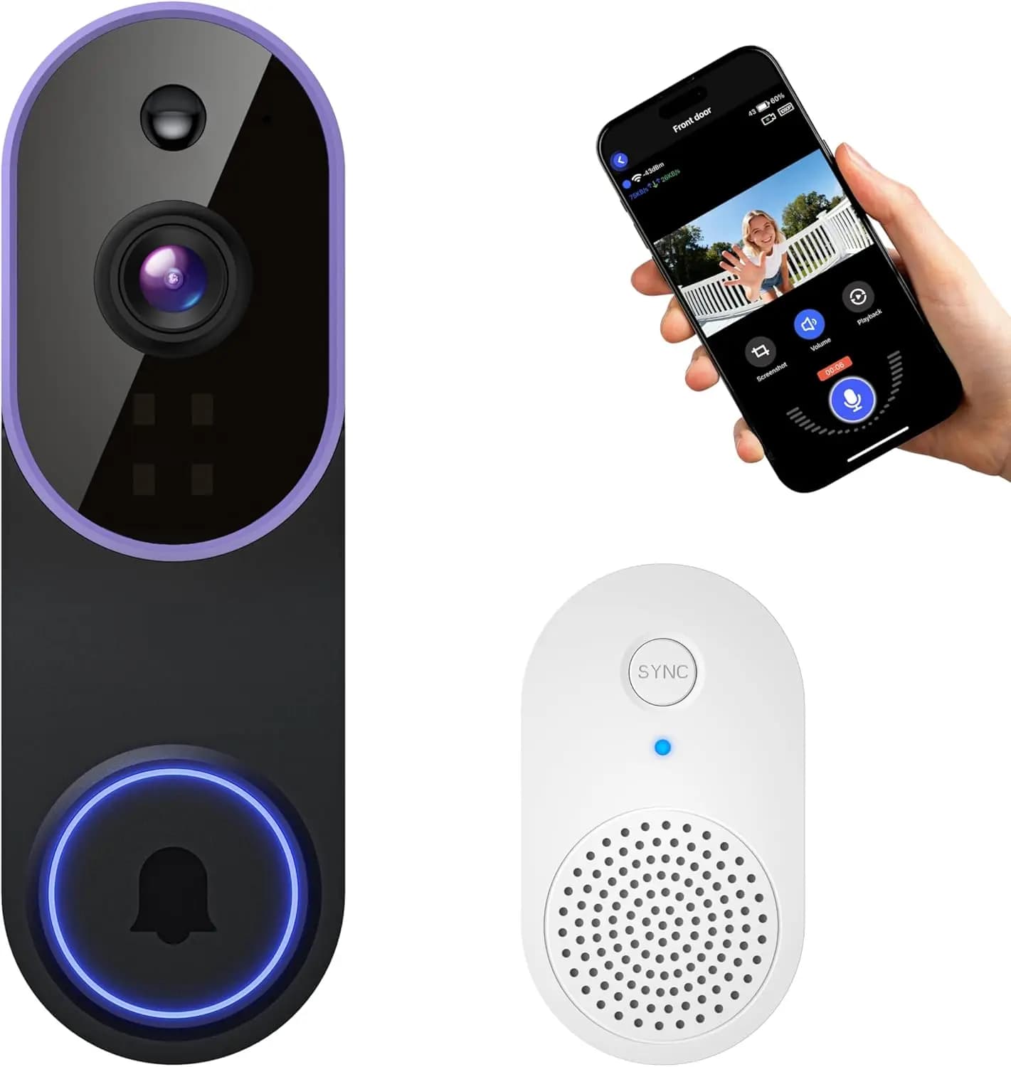 Intelligent Video Doorbell with AI Detection, Bidirectional Audio, Night Vision and Cloud Storage for Home Security