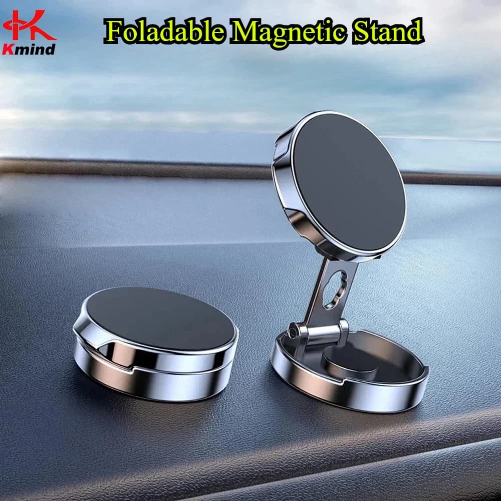 Robusto supporto magnetico per telefono cellulare, 720 ° Staffa rotonda pieghevole, supporti universali per montaggio su telefoni in auto