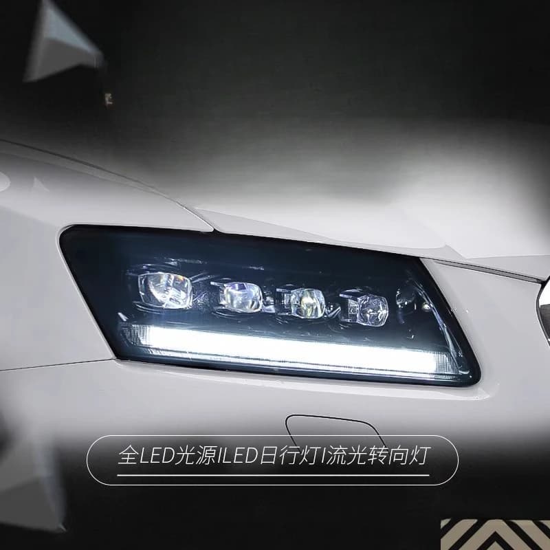 Adatto per Audi Q5 09-18, Modifica Fari con Luci Diurne a LED, Lenti in Cristallo e Indicatori di Direzione Dinamici