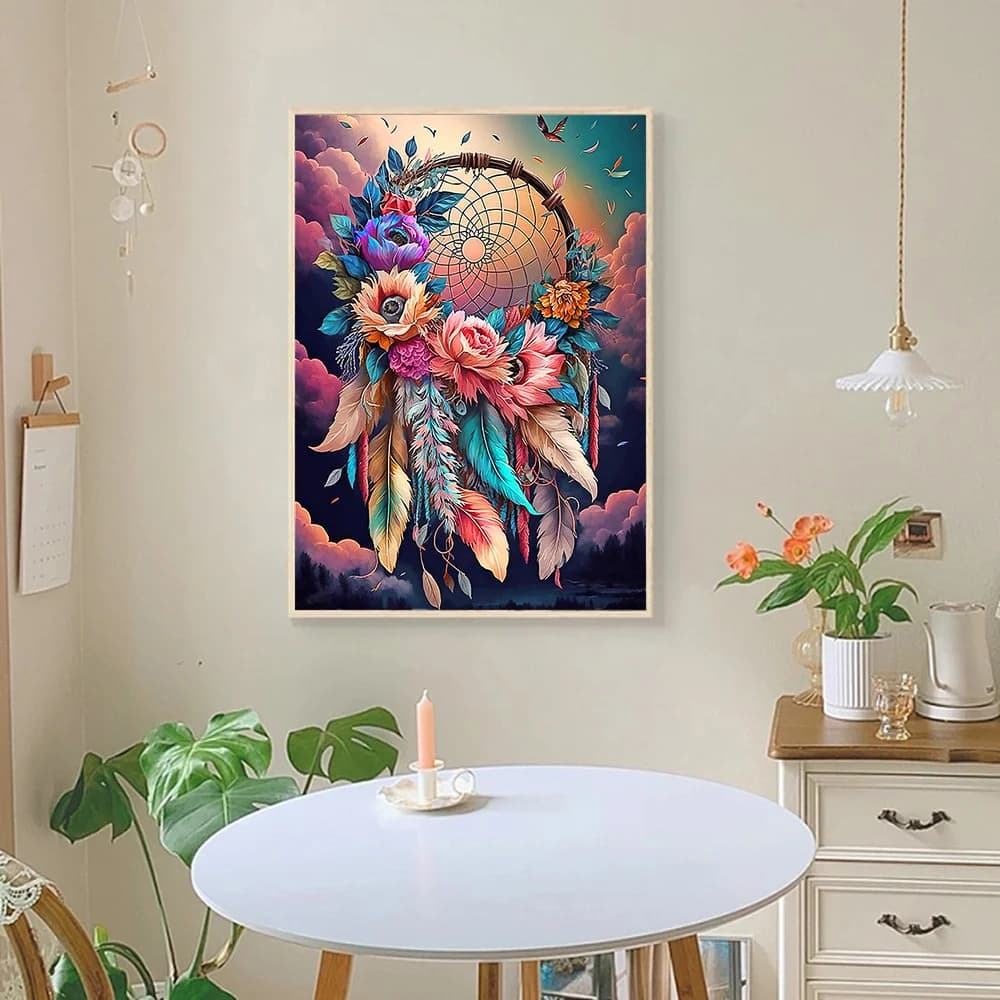Diamond Painting Dreamcatcher DIY Full Square Round Embroidery Feather Landscape Home Decor