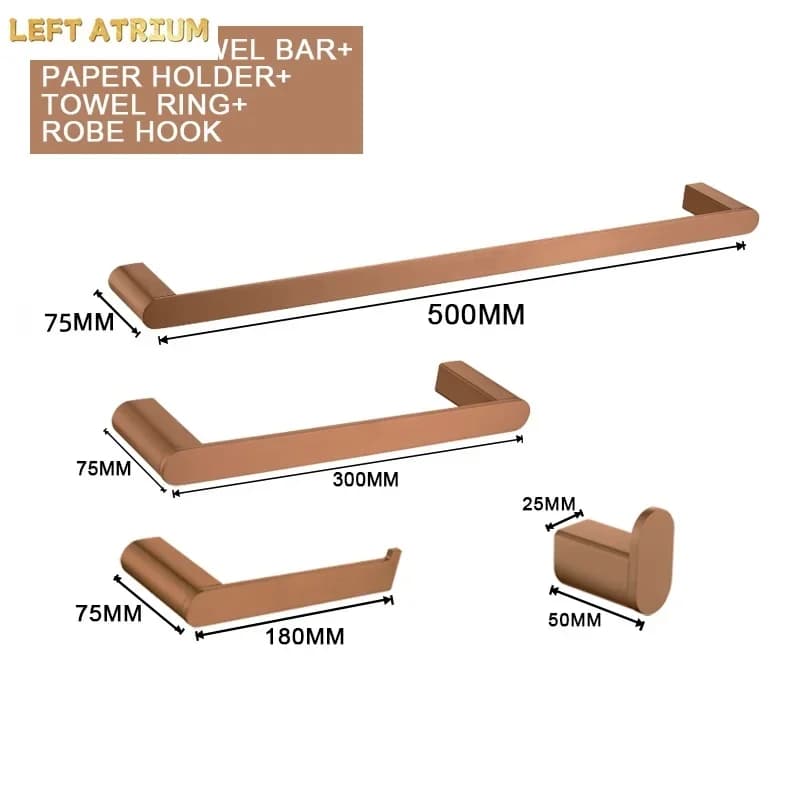 Rose Gold Bathroom Accessories Set Wall Mount Shelf Toilet Bath Hardware Paper Holder Towel Bar Rack Rail Rod Robe Hook Hanger