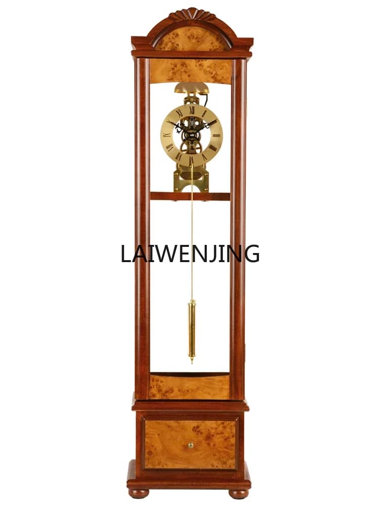 Orologio verticale a pendolo con campana cinese su orario, in legno massello, per soggiorno, modello a-15