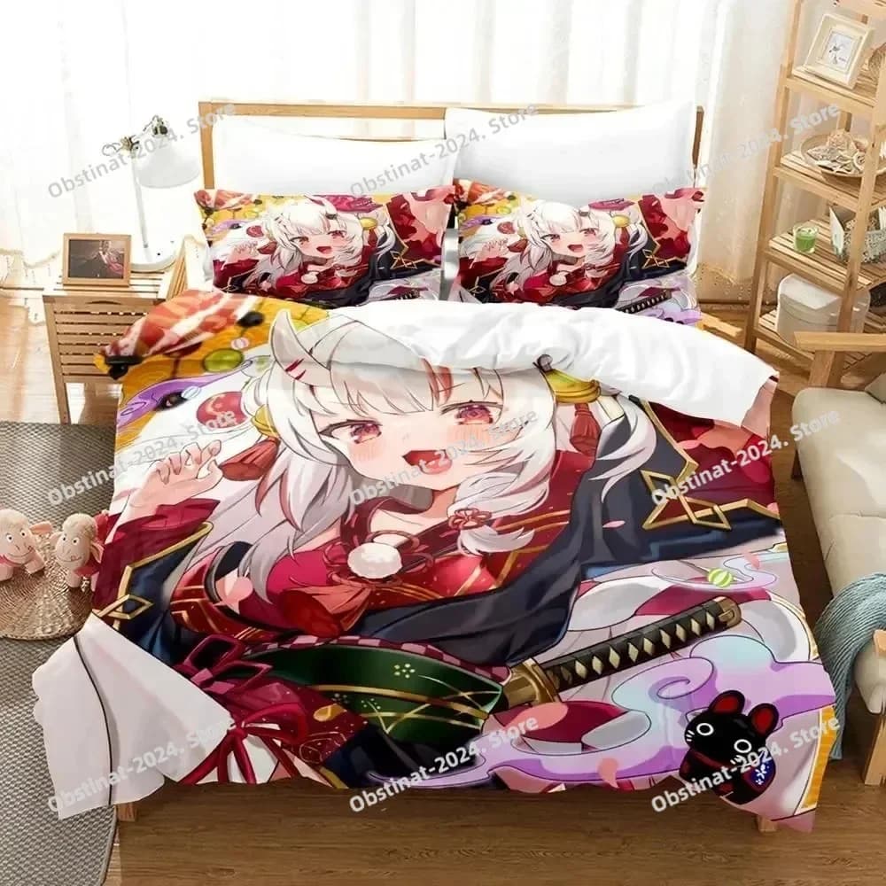 Stampa 3D Anime Nakiri Ayame Set biancheria da letto Copripiumino Set letto Copripiumino Federa Trapunte King Queen Size Ragazzi Adulti