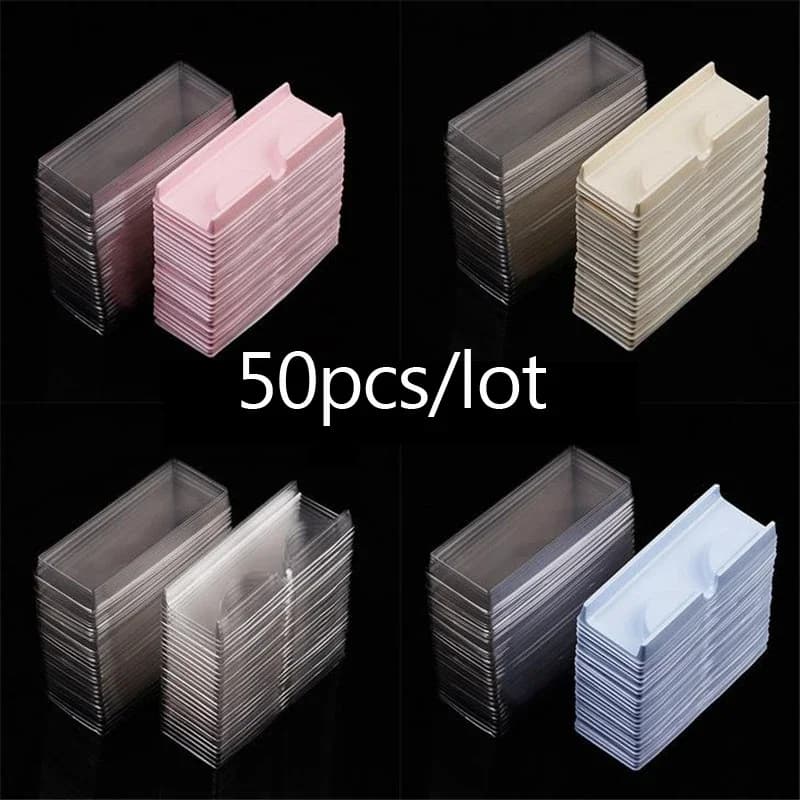 50 pz/set Plastica Rosa Beige Trasparente Ciglia Caso Lotto Ciglia Custodia di Immagazzinaggio Scatola di Imballaggio Make Up Case 40 # 41