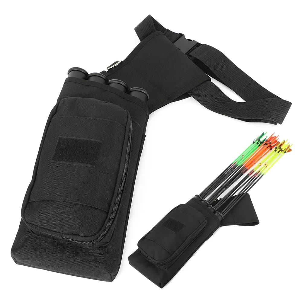 Borsa Porta Frecce, Fodero Porta Frecce a 4 Tubi da Cintura, in Nylon, con Cintura Regolabile per Tiro con l'Arco, Caccia e Tiro al Bersaglio