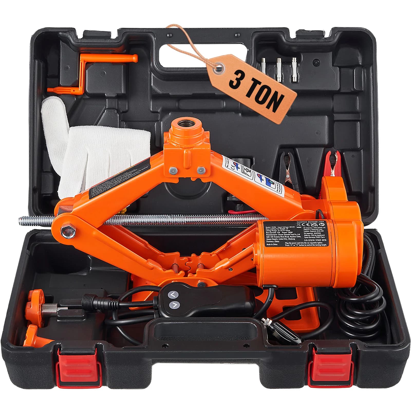 SucceBuy Cric per Auto Elettrica 3 Ton/6600lbs 12V Cric Elettrico a Forbice Getto per Auto Portatile per SUV Camion Berlina Cambio di Pneumatici di Ricambio