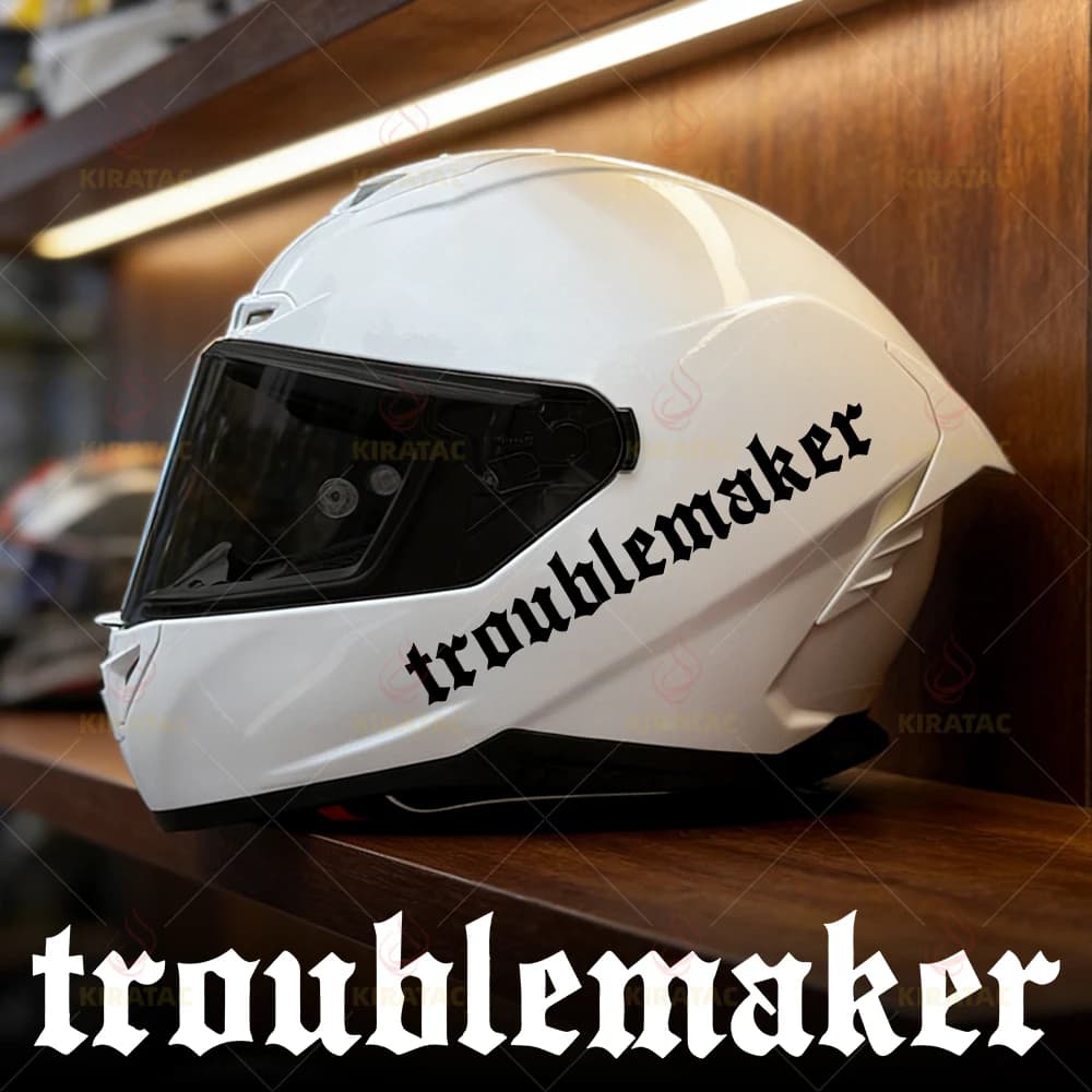 Adesivo per Casco Moto 'Troublemaker', Impermeabile, per Decorazione Fai-da-Te di Carene, Serbatoi, Scooter e Biciclette, Decalcomanie in Vinile Autoadesive
