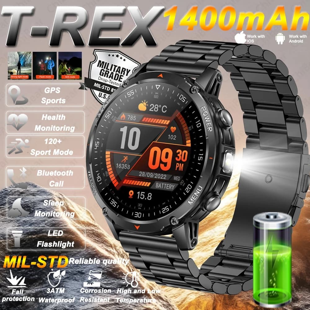Nuova Edizione 2026 Smartwatch Militare per Sport all'Aperto, Schermo AMOLED da 1,53 Pollici, Batteria da 1400 mAh, Chiamate Bluetooth, Orologio Intelligente per Uomo
