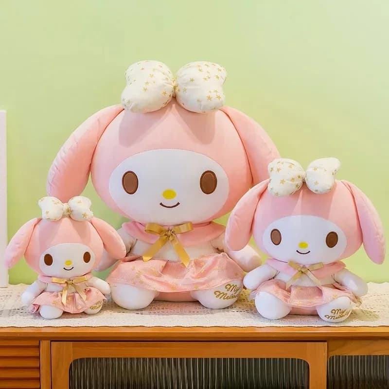 Kawaii Sanrio Hello Kitty bambola di pezza Melody rosa oro peluche Melody morbido cuscino platino regalo di compleanno per bambini per bambini