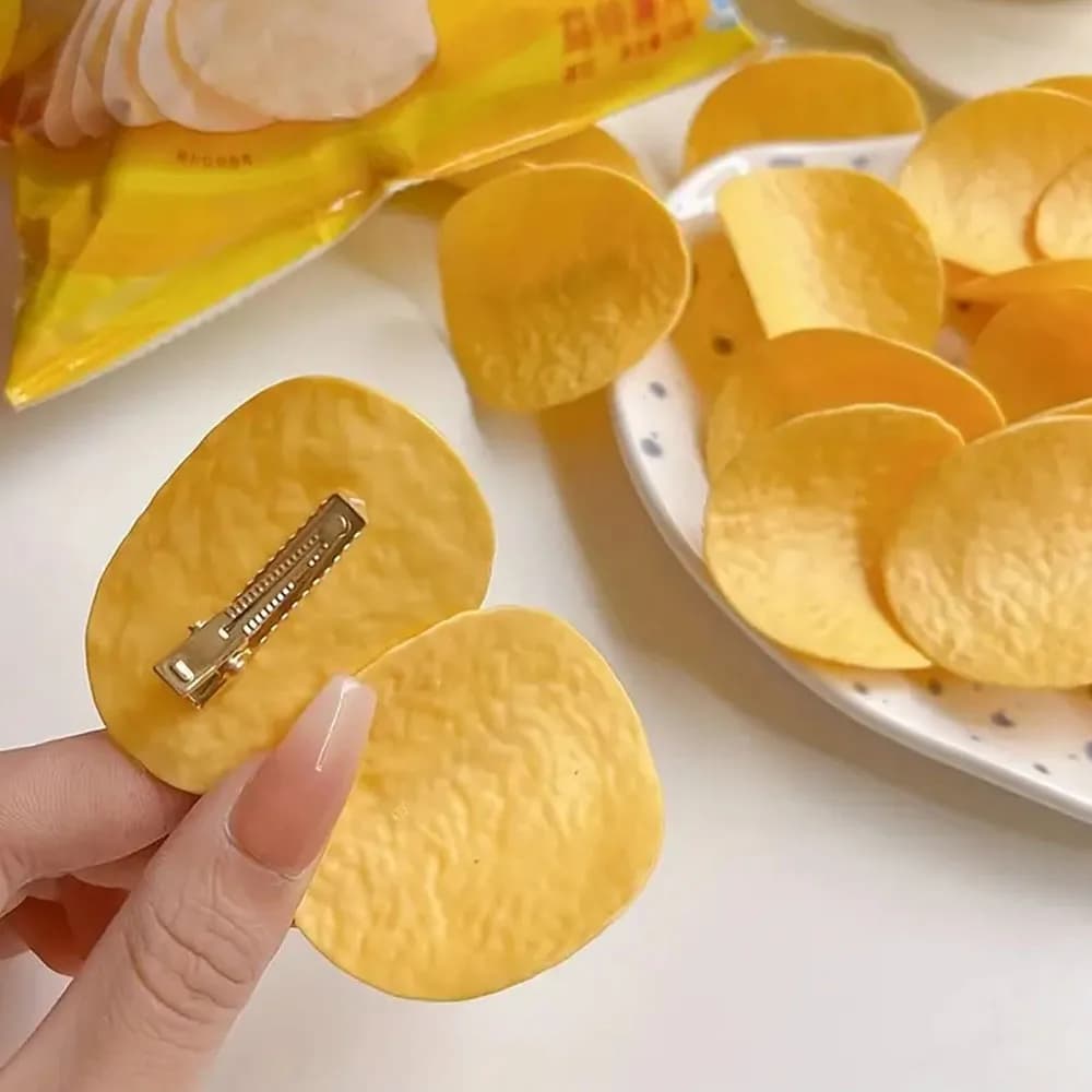 4 fermagli per capelli divertenti a forma di patatine fritte, graziosi e creativi accessori per capelli per studenti, fermagli a becco d'anatra laterali