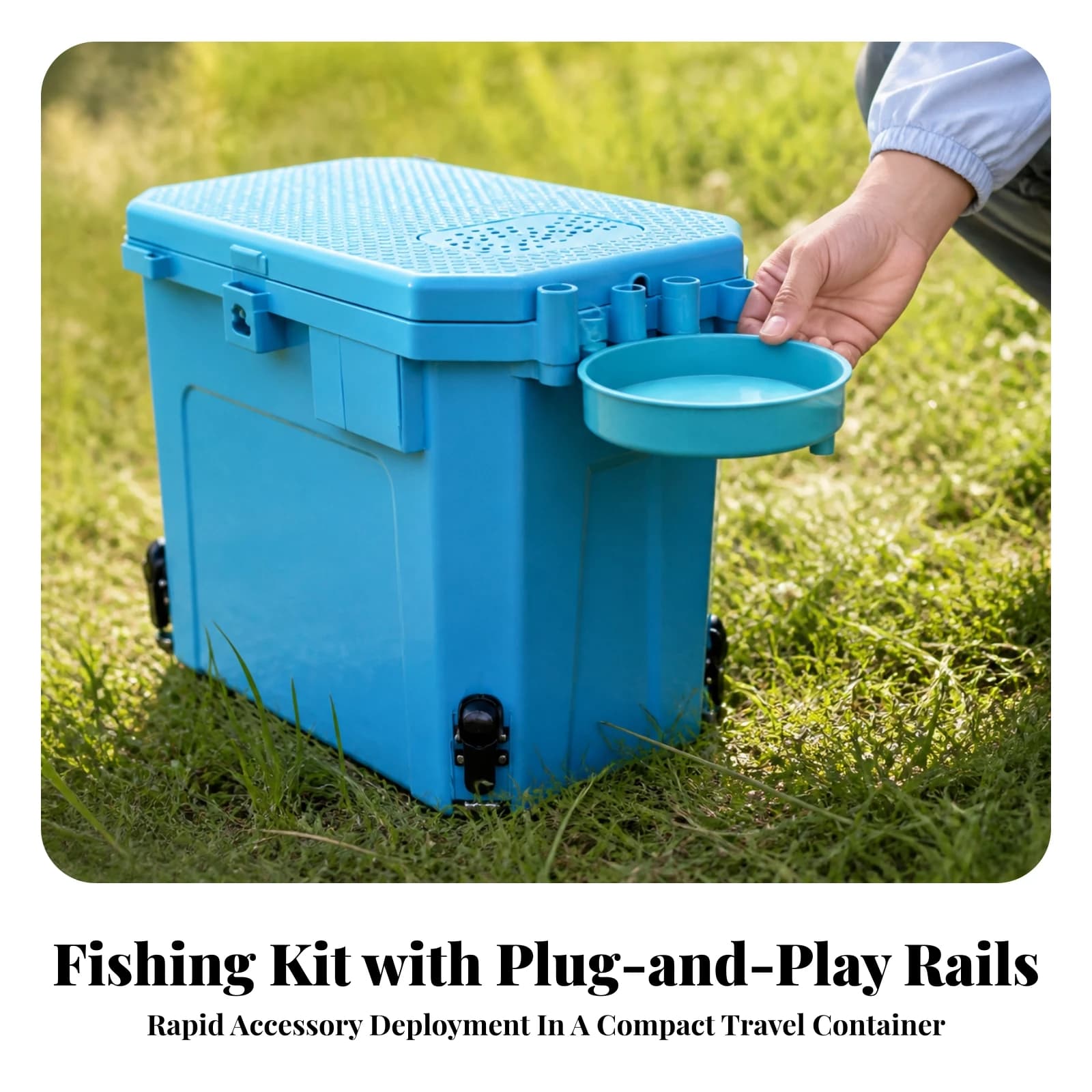 Fishing Box with Rod Holders Spacious Tackle Box with Legs Fishing Storage Organizer Lightweight Organized for Anglers