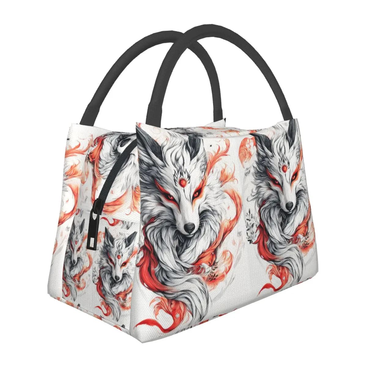 Japanese Okami Wolf Insulated Lunch Bag for Women Bento Storage Food Boxes Portable Container Cooler Thermal Lunch Box Tote