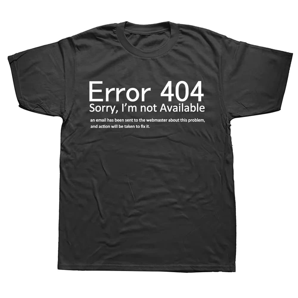 404 Error Coding T Shirt Geek Programmer Tee Tops Round Neck Short-Sleeve Fashion Tshirt Clothing Casual Basic T-shirts Y2K Top