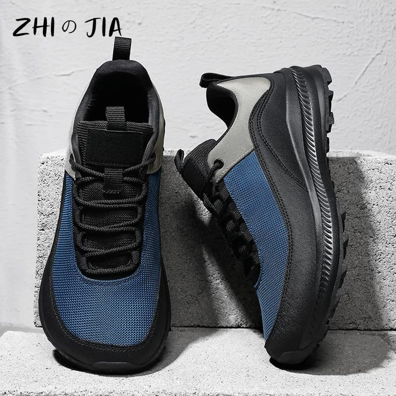 Scarpe da ginnastica da uomo con punta larga, taglie forti, in mesh traspirante, per sport all'aperto, alla moda e leggere