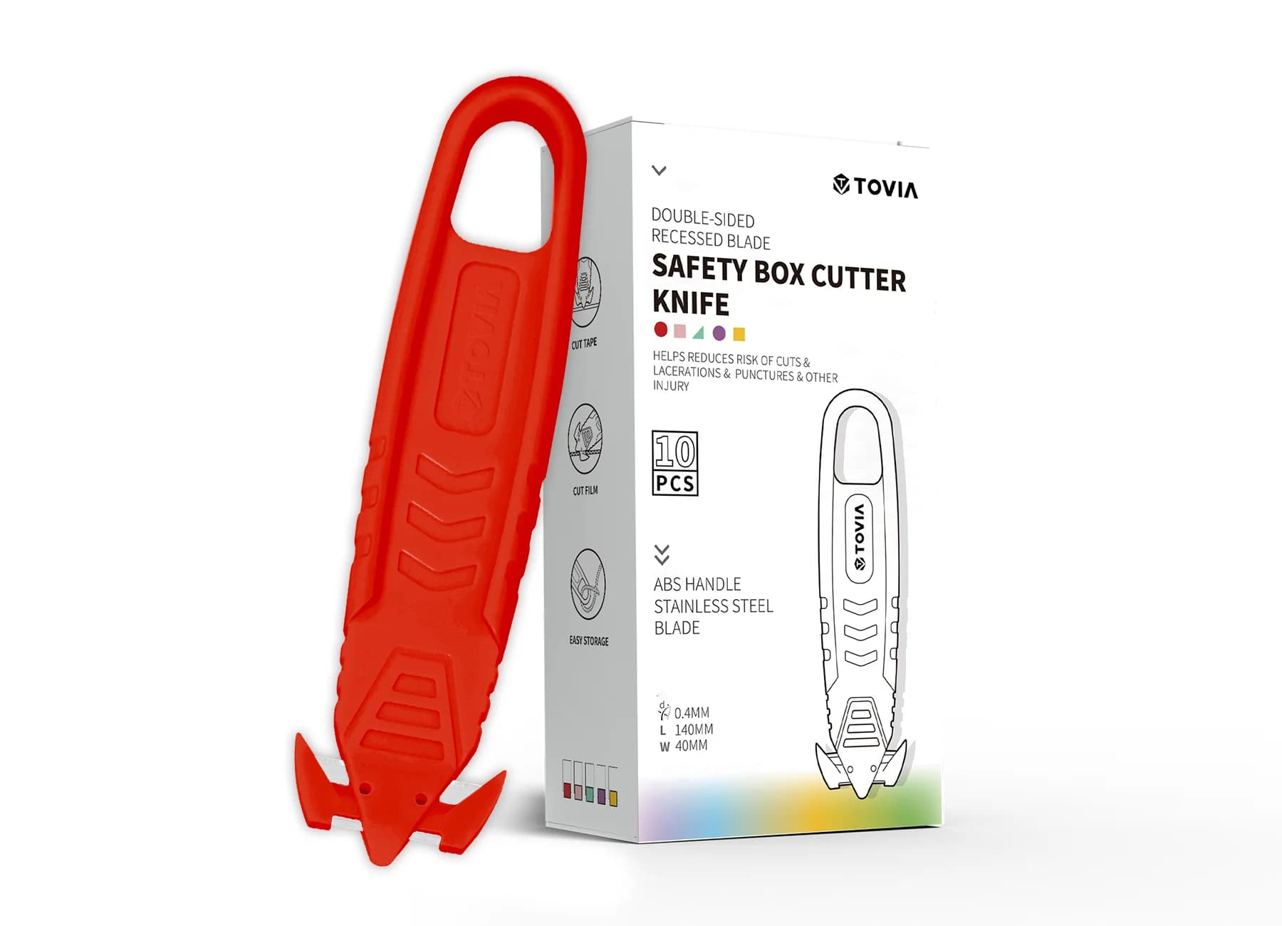 T TOVIA Taglierino di Sicurezza per Scatole, Cartoni, Pacchi e Nastro Adesivo - Utensile Multiuso per Casa e Ufficio