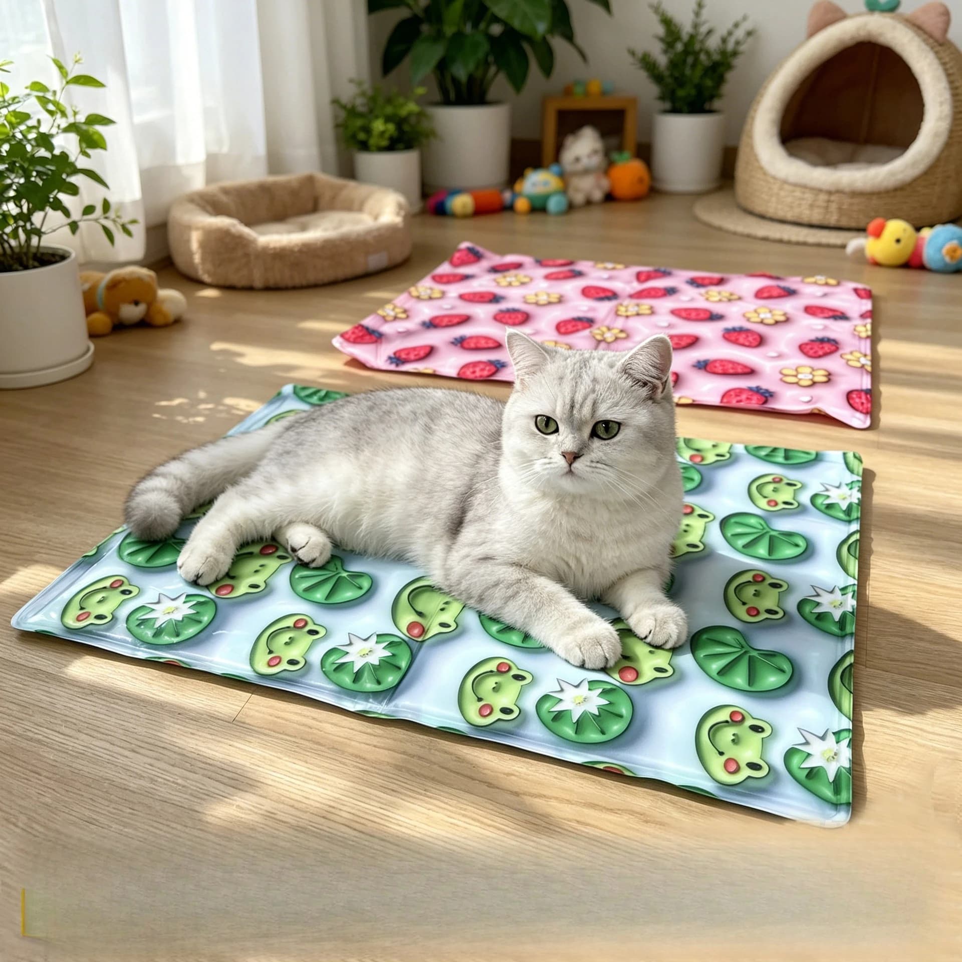 3D Printed Gel Ice Mat for Pets, Cooling Pad for Cats Dogs, Summer Cool Bed, Foldable, PVC Waterproof, S/M/L