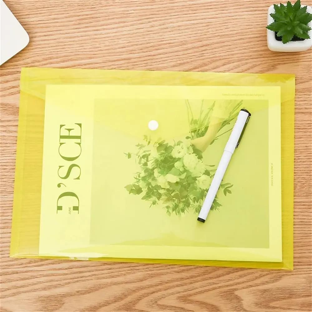 1 pz con bottone a pressione raccoglitore A4 tasca portadocumenti in plastica trasparente cartelle busta trasparente portafogli popper