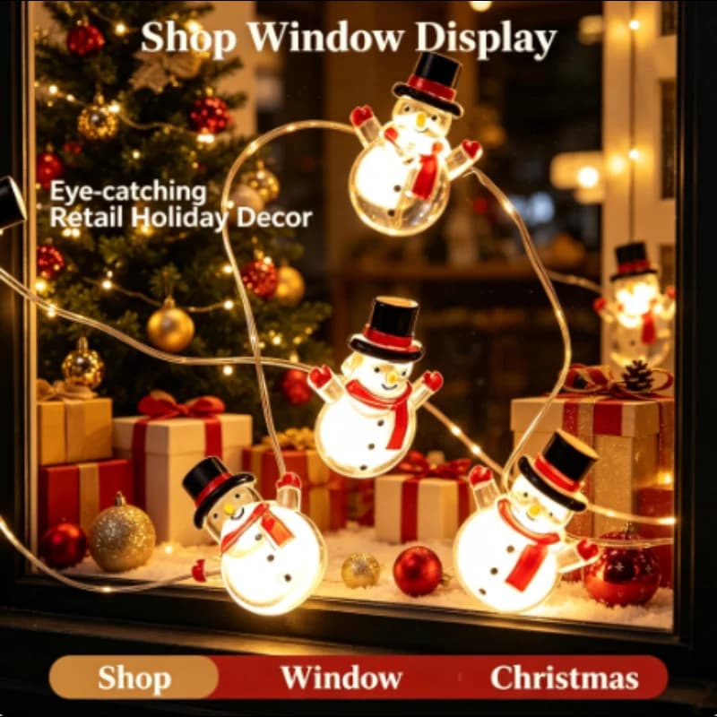 Party Lights Christmas 3M 30 LEDs Santa Claus Snowflake Fairy Battery Powered New Year Wedding Garden Yard Tree Window Decor
