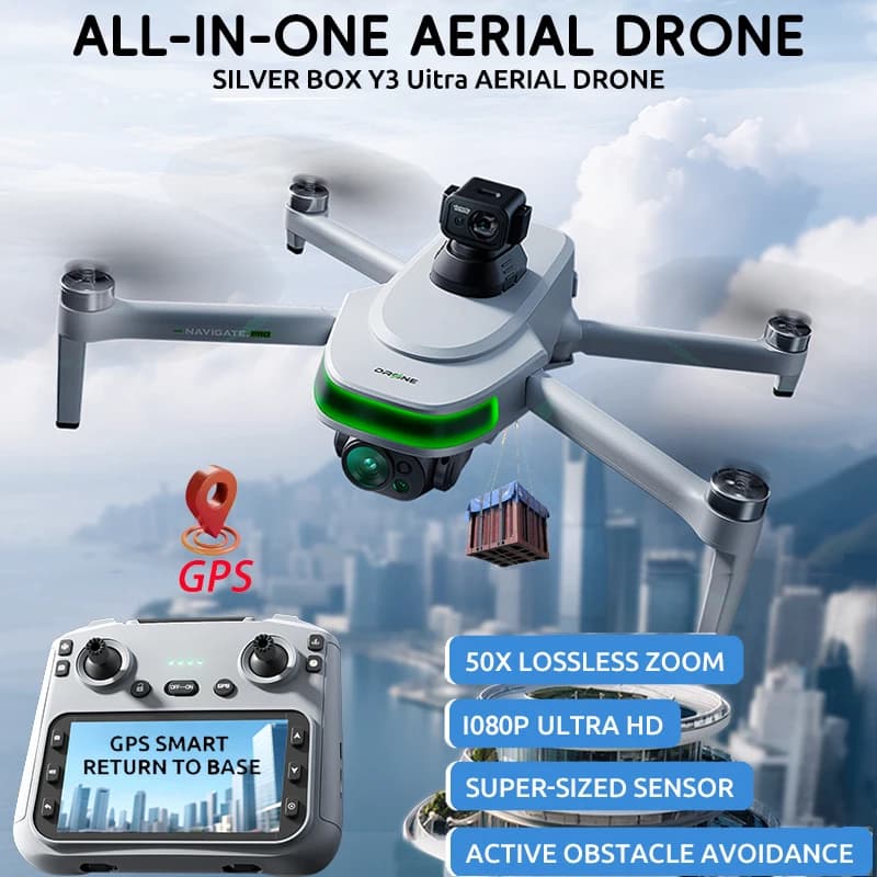 Y3 Uitra Drone 1080P HD Camera WIFI GPS Evitamento Ostacoli Touch Screen FPV Brushless EIS Elettronico RC Quadcopter Giocattolo P31 Drone