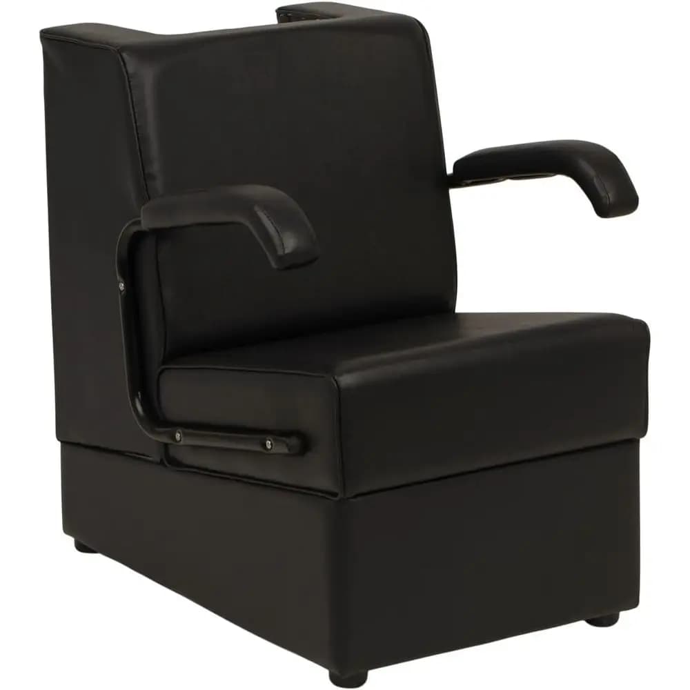 Buy-Rite Kate Hair Dryer Chair Sn Chair Black Vinyl Wood e | Durable Wood e, Thick Easy-Clean Vinyl Cushions, Removable Arms, Ba