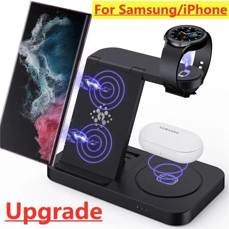 Support for 4 in 1 wireless charger for iPhone 15 14 13 12 Samsung S23 S22 Ultra Note Galaxy Watch Dock for folding fast charging station