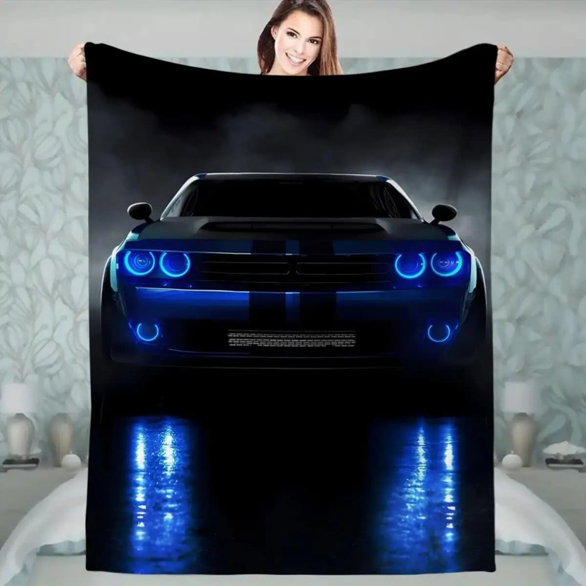 Cyberwind Cool Car Theme Coperta stampata in flanella adatta a tutte le stagioni adatta per divano da ufficio e viaggi