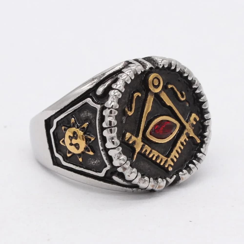 Vintage AG Masonic Stainless Steel Men's Rings Size 7-12