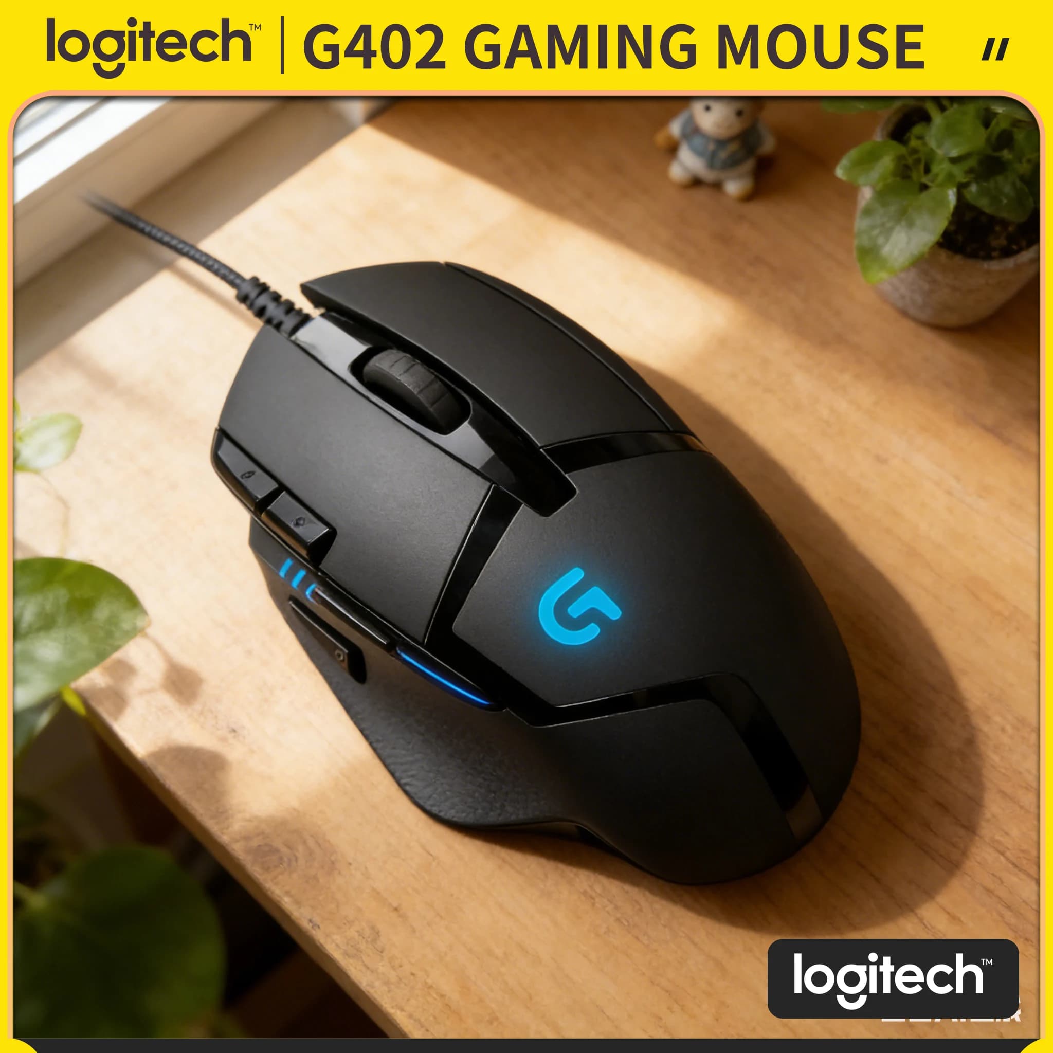 Mouse da Gaming Logitech G402 Cablato, 4000 DPI, Ergonomico, 8 Pulsanti Programmabili, Risposta 1ms per PC Gaming, Compatibile con G102/G203/M100R