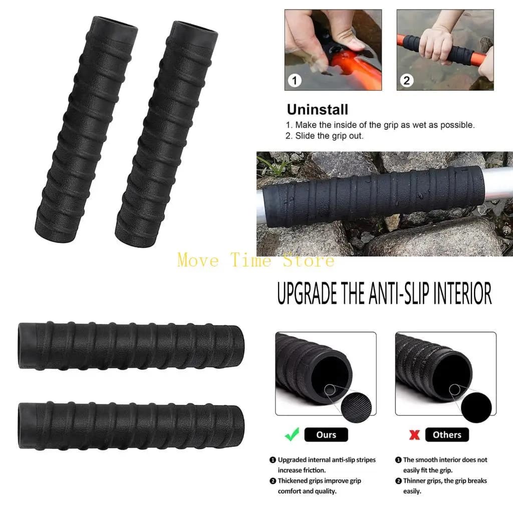 92ME 2Pcs Canoes Paddle Grip Reolacement NonSlip Rubber Kayaking Oars Handle Cover Kayak Paddles Grip Protector Enduring