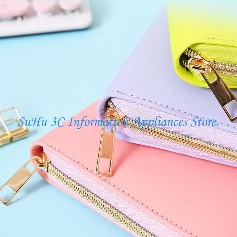 Raccoglitore per notebook ricaricabile Raccoglitore a 6 anelli in pelle PU con cerniera con tasca per carte e slot per penna