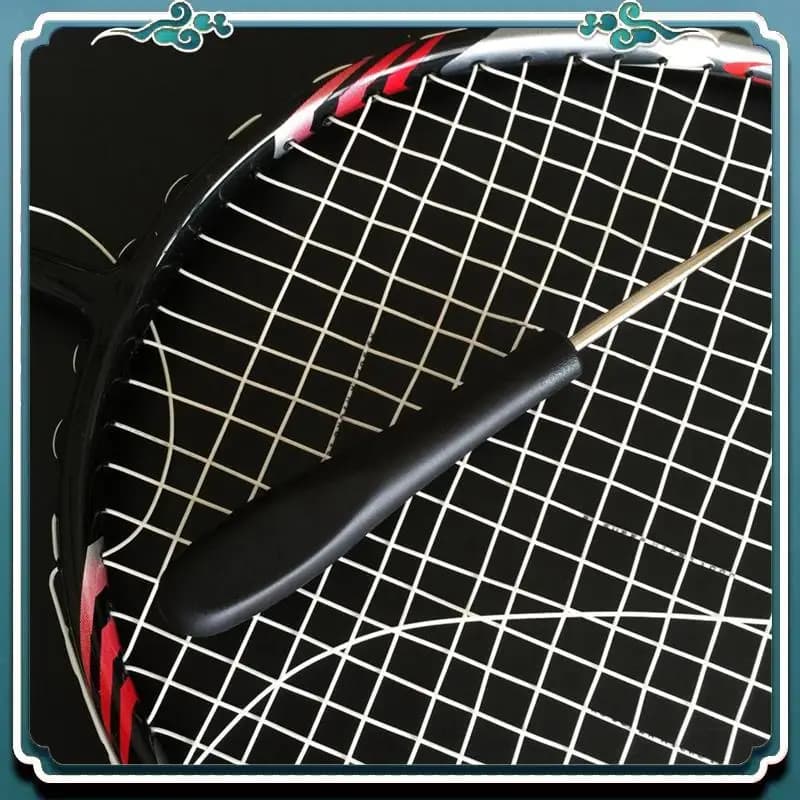 1 Pezzo Attrezzo per Incordatura Racchette da Badminton/Tennis - Puntello Dritto - Attrezzo per Passaggio Cordoncino Attraverso un Grommet Nero Ecologico