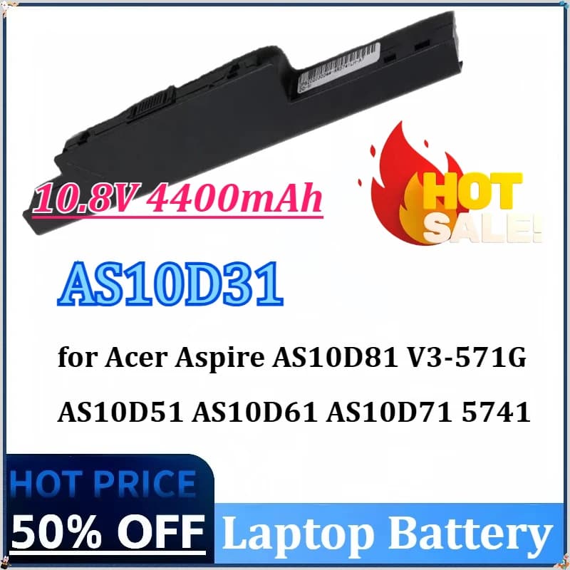 AS10D31 10.8V 4400mAh Batteria del computer portatile per Acer Aspire AS10D81 V3-571G V3-771g AS10D51 AS10D61 AS10D71 5741 5742 5551G 5560G