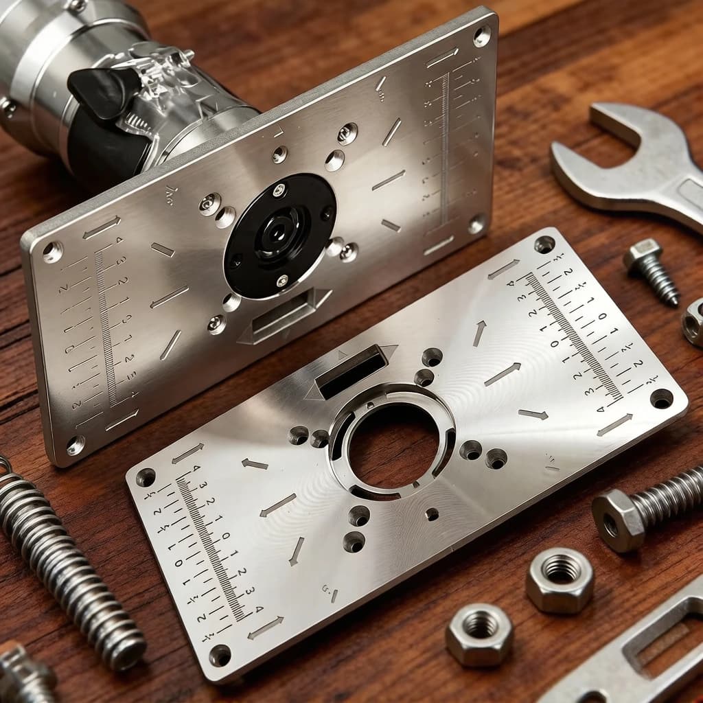 Piastra di Inserimento per Tavolo Router - Piastra in Alluminio con Anelli per Macchine per Fresatura, Lavorazione del Legno e Rifilatura