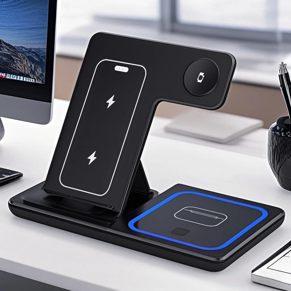 15W 3 in 1 Wireless Charger Stand Pad Foldable Fast Charging Station Dock For IPhone17-11 X 8 Apple Watch Airpods，Work and Life